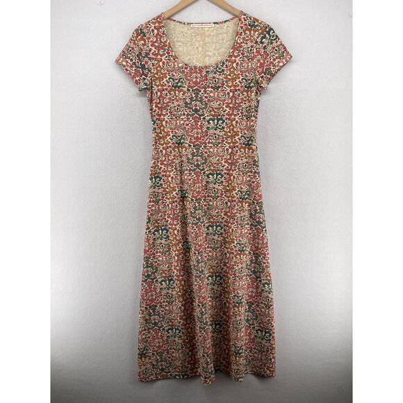 PERUVIAN CONNECTION Dress XS Spice Route Filigree Scroll Stretch Cotton Pink - Picture 1 of 13